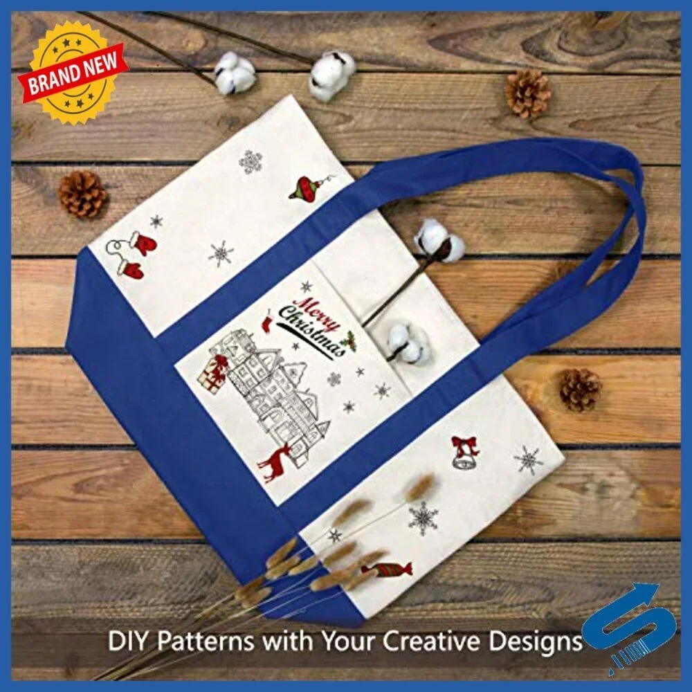 Reusable Canvas Tote Bags with Zipper Closure Durable Multi-Purpose Grocery